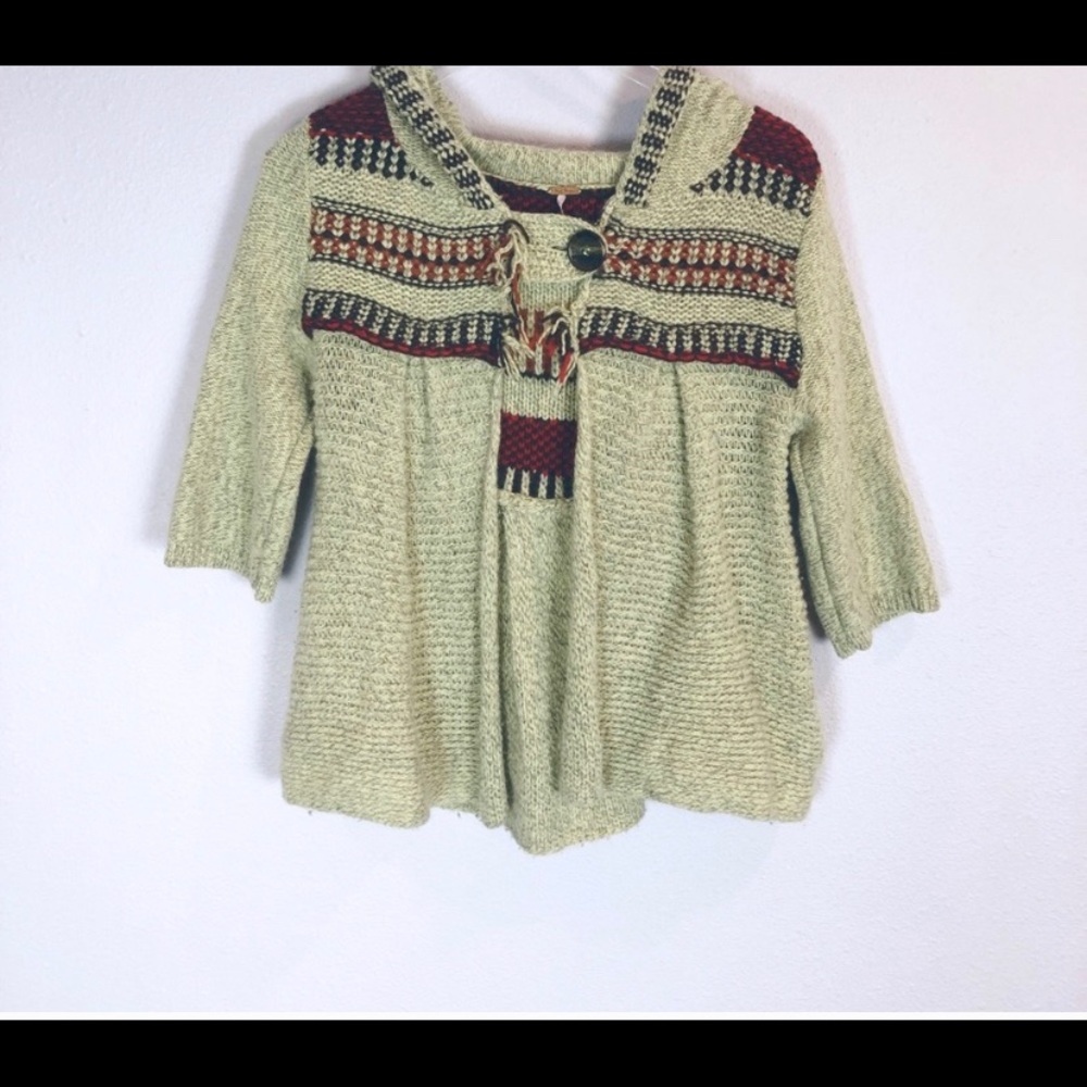 Free People Boho Swing Cardigan Poncho Sweater SzM